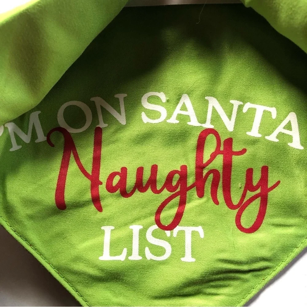 Set 2 Naughty Nice dog bandana Christmas holiday S/M